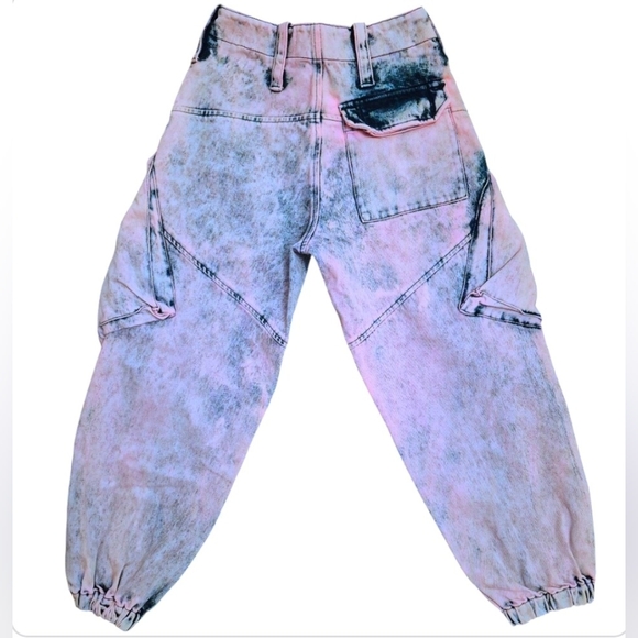 Marques Almeida Acid Wash Cropped Highwaisted Jeans Small Pink/Purple - Picture 5 of 10